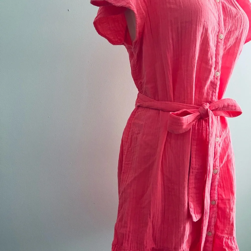 Vineyard Vines Gauze Neon Rose Shirt Dress Large - Picture 4 of 7